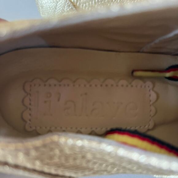 i’alave Metallic Gold Chevron Textured Lace‎ Up Leather Oxford Shoes Size 37 - Picture 5 of 7